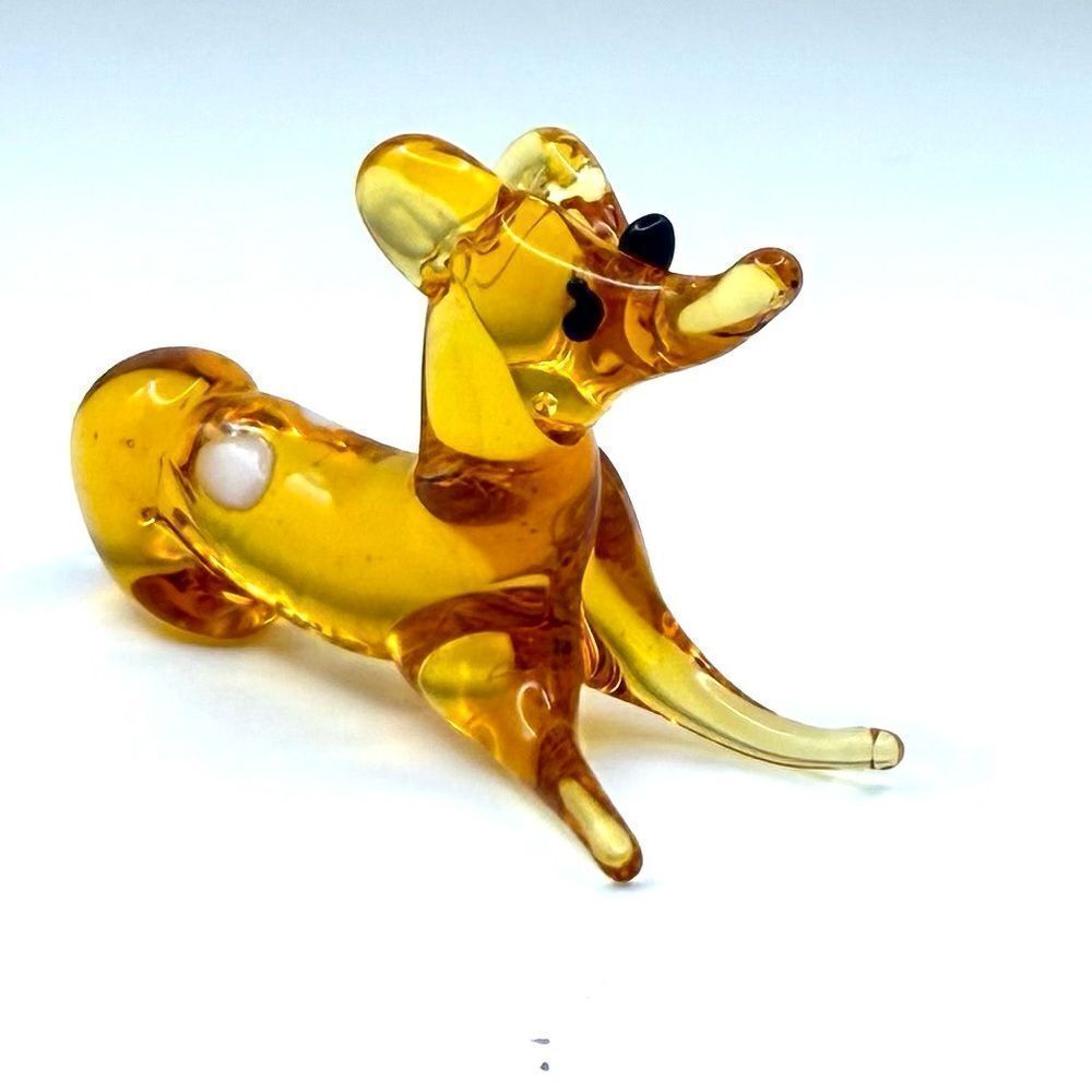 Vintage Miniature Hand Blown Glass Fawn Mini Micro Figurine